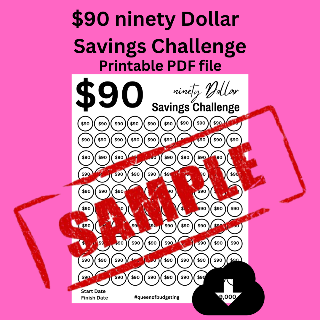 $90 Savings Challenge – Save $9,000 in 100 Deposits
