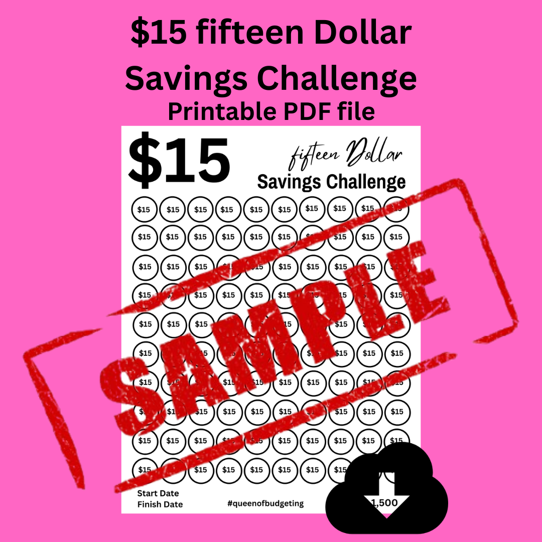 $15 Savings Challenge – Save $1,500 in 100 Deposits