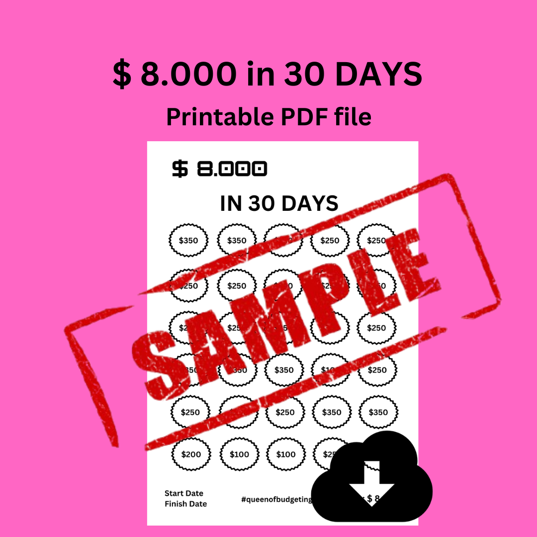 Save $8,000 in 30 Days – 30-Day Savings Challenge Tracker