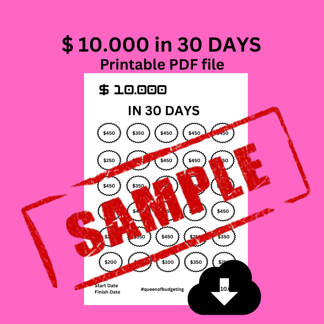 Save $10,000 in 30 Days – 30-Day Savings Challenge Tracker