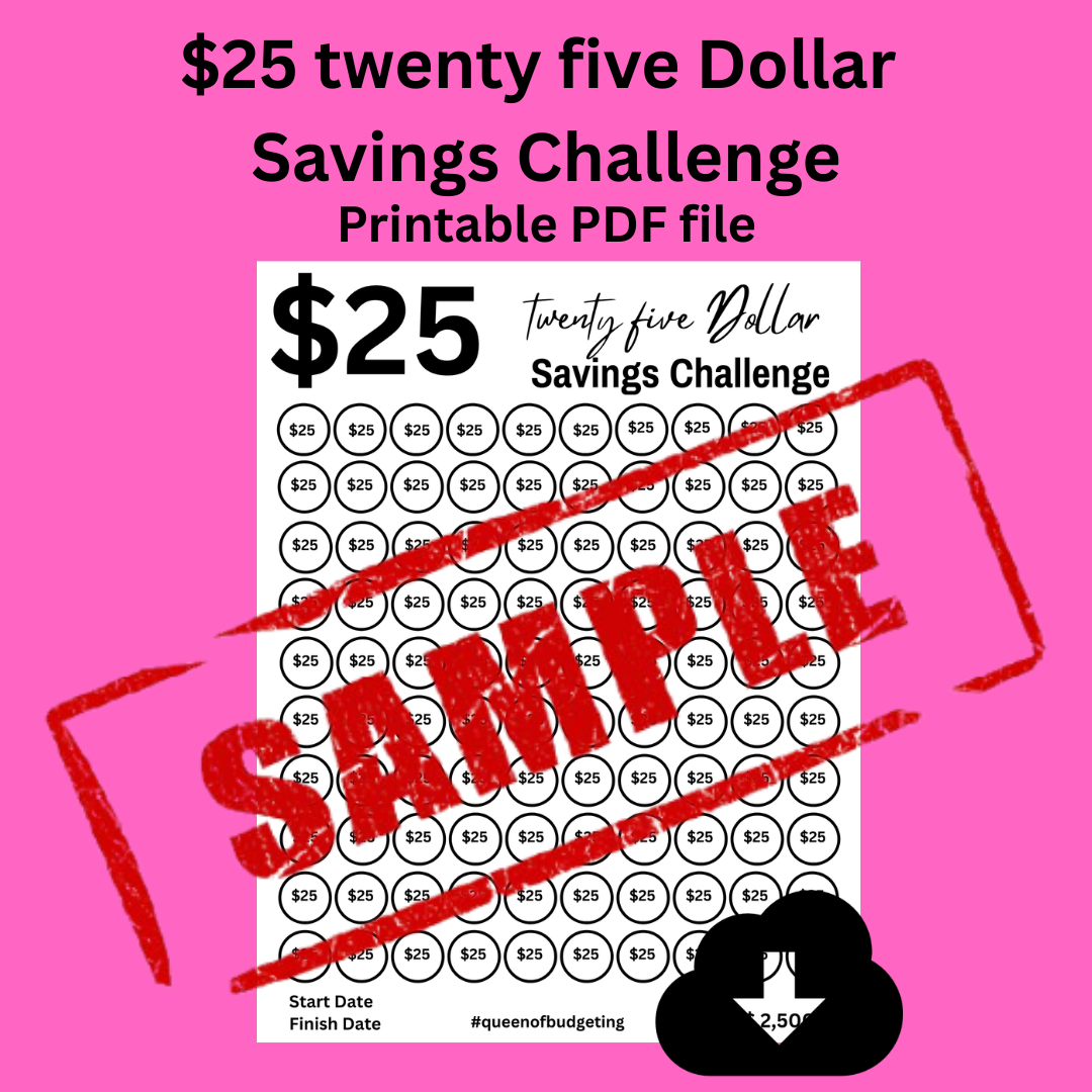 $25 Savings Challenge – Save $2,500 in 100 Deposits