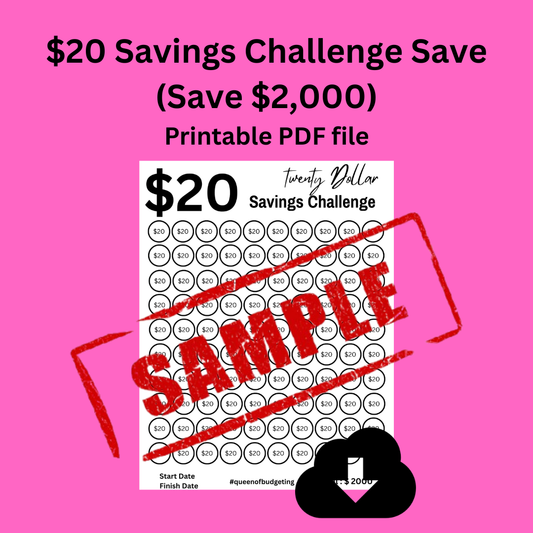 $20 Savings Challenge Save (Save $2,000)