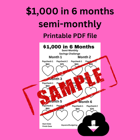 $1,000 in 6 months semi-monthly
