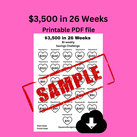 26 Week Savings Challenge – Save $3,500 in 26 Weeks