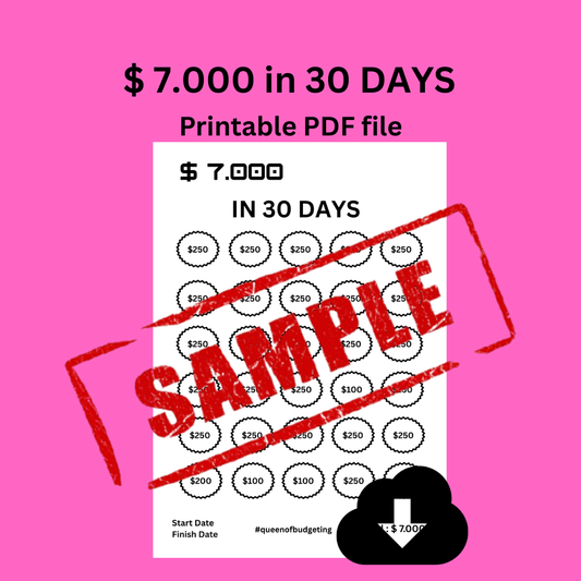 Save $7,000 in 30 Days – 30-Day Savings Challenge Tracker