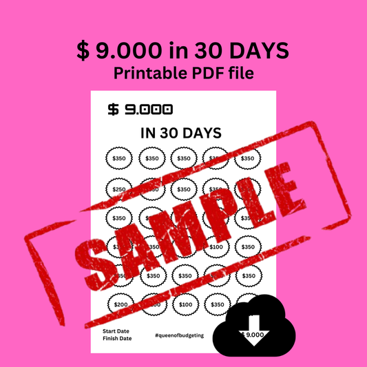 Save $9,000 in 30 Days – 30-Day Savings Challenge Tracker