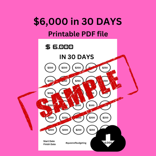 Save $6,000 in 30 Days – 30-Day Savings Challenge Tracker