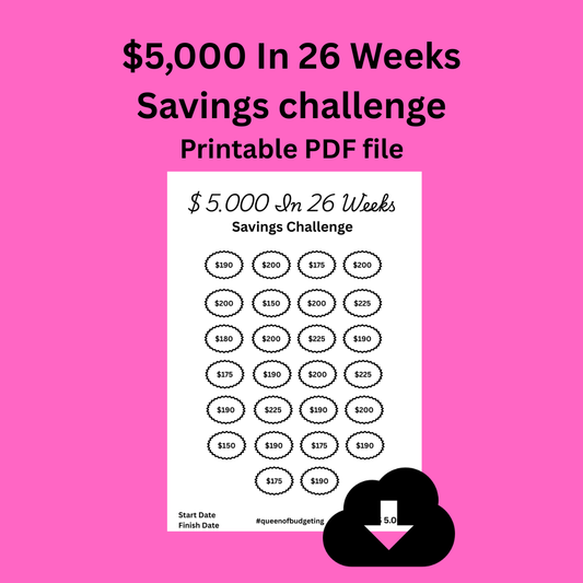 $5,000 In 26 Weeks Savings Challenge