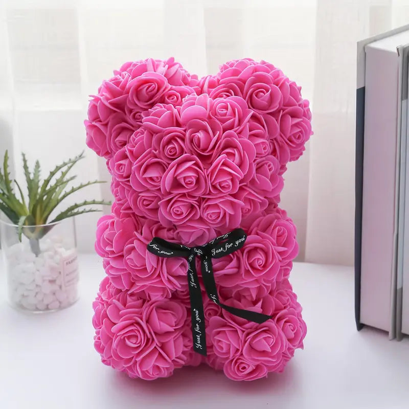 Bear Design Artificial Rose Bouquet