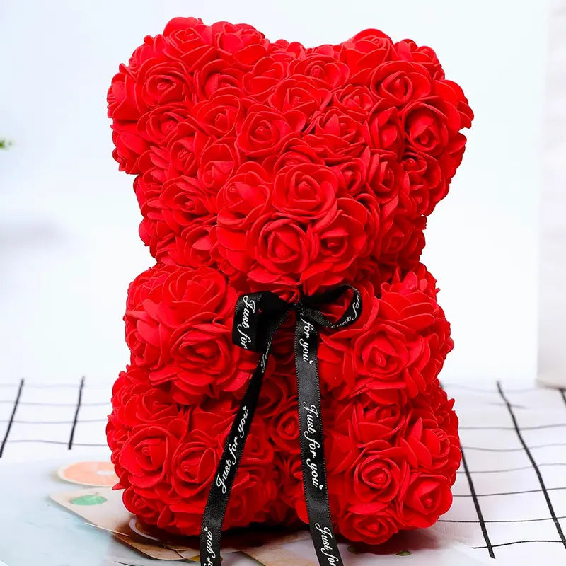 Bear Design Artificial Rose Bouquet
