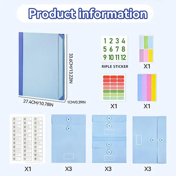 Multi-Pocket Accordion File Organizer, Portable Document Holder