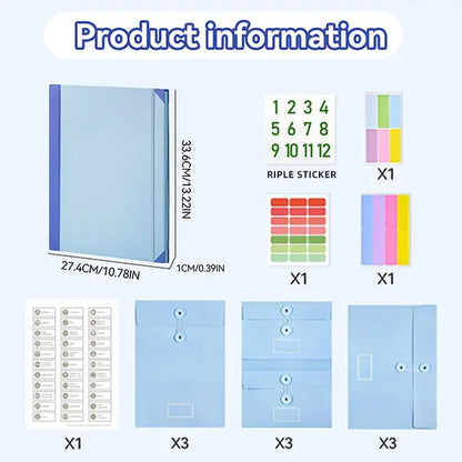 Multi-Pocket Accordion File Organizer, Portable Document Holder