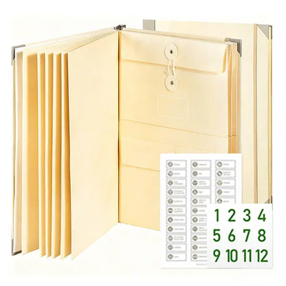 Multi-Pocket Accordion File Organizer, Portable Document Holder